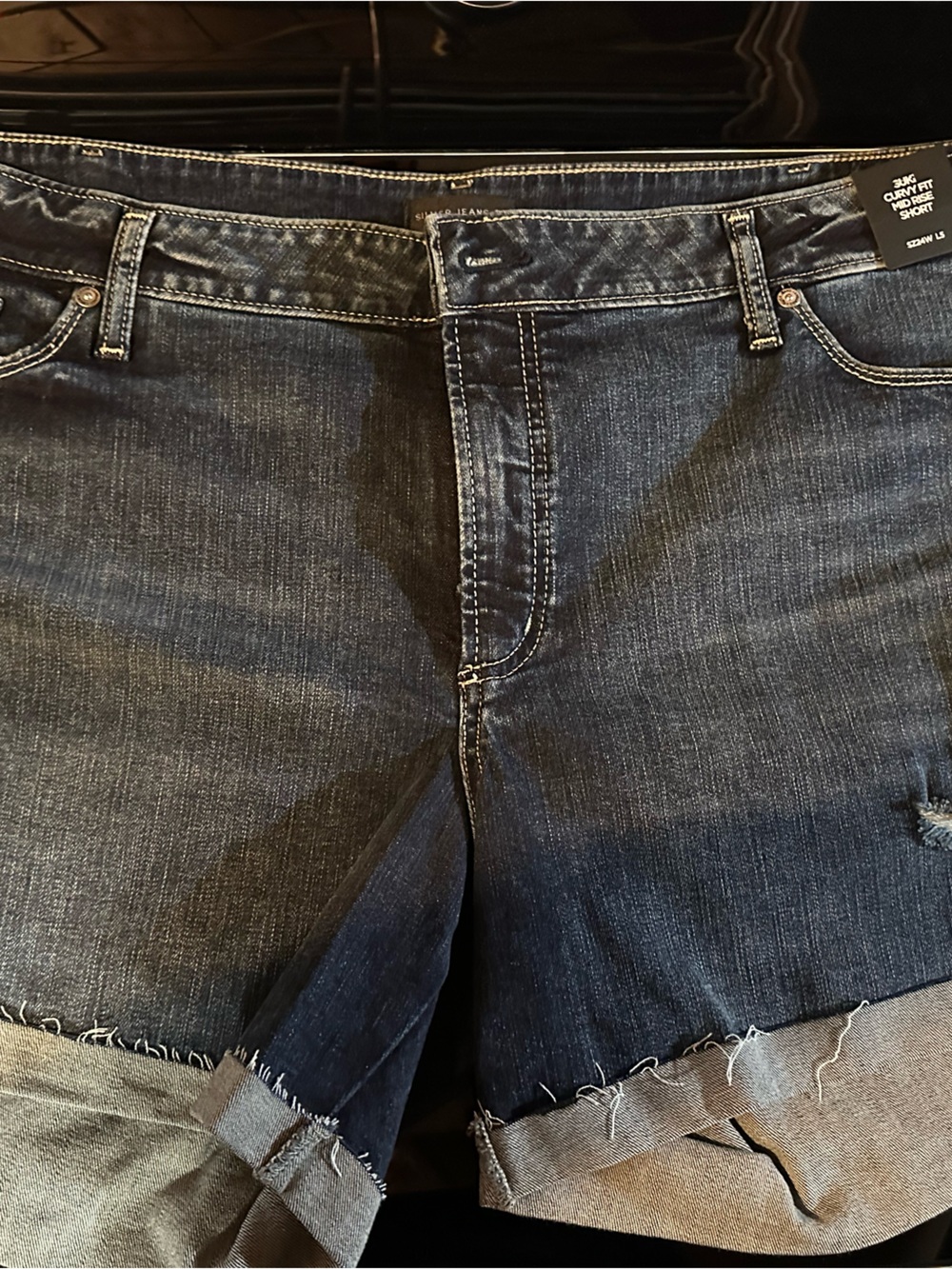 Silver Jeans dark indigo curvy mid-rise denim shorts